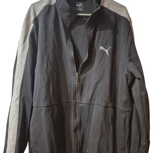 Puma Men's Black And Gray Zip Up Sweatshirt